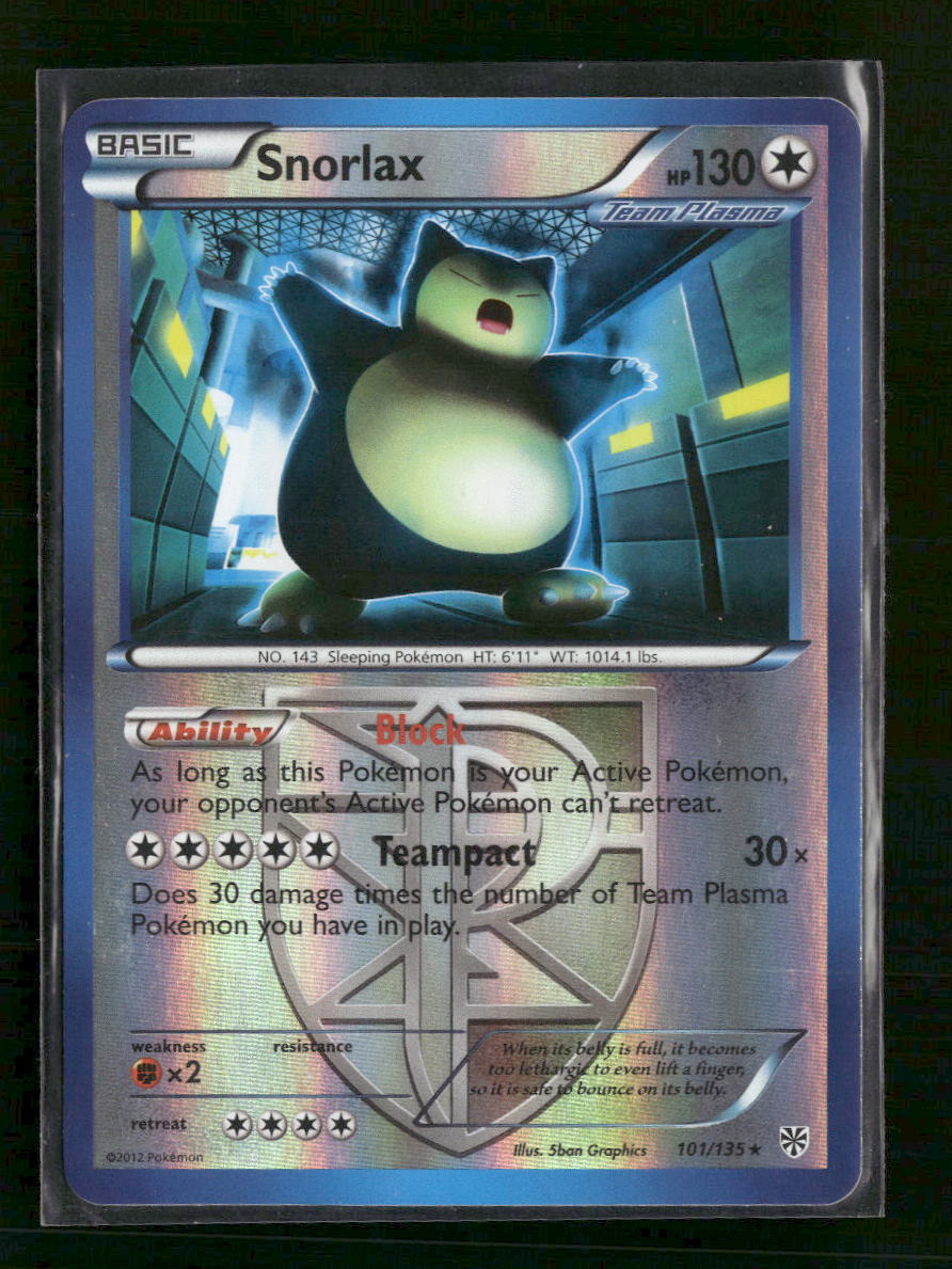 Plasma Storm Snorlax (Team Plasma) Reverse Holofoil #101/135