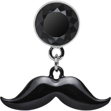 4G Black Dangling Mustache Steel Plug