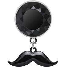 9/16 Black Dangling Mustache Steel Plug