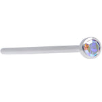 20G 3/4 Aurora CZ Steel Straight Fishtail Nose Ring 2mm