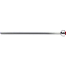 20G 3/4 Red CZ Steel Straight Fishtail Nose Ring 2mm