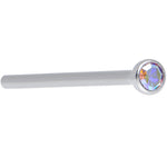 18G 3/4 Aurora CZ Steel Straight Fishtail Nose Ring 2mm