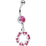 Pink Gem Twinkling Six Pointed Star Dangle Belly Ring