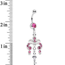 Pink Gem Foliage Fountain Glamour Key Dangle Belly Ring