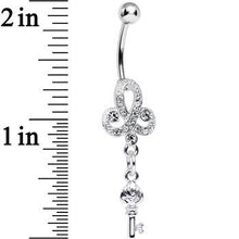 Clear Gem Sparkling Clover Glamour Key Dangle Belly Ring