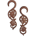 6G Organic Wood Climbing Lotus Flower Hand Carved Hanger Set
