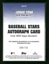 2026 Topps Baseball Stars Autographs Blue #/150 Jonah Tong Auto #BSA-JOT