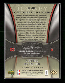 2006-07 SP Game Used Legendary Fabrics Clyde Drexler #/50 Auto #LF-CD