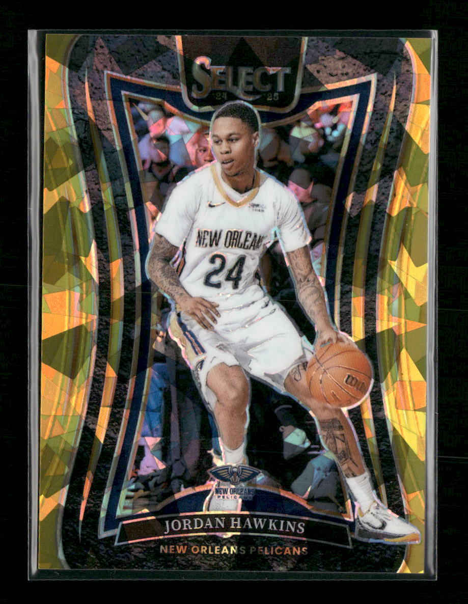 2024-25 Panini Select Gold Cracked Ice Prizm Jordan Hawkins #/10 #348