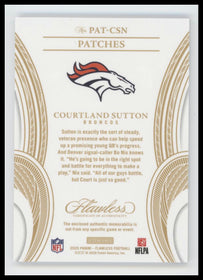 2025 Panini Flawless Patches #/25 Courtland Sutton Auto #PAT-CSN