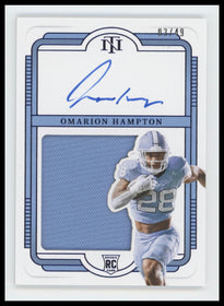 2025 Panini National Treasures Collegiate Blue Omarion Hampton #/49 Auto #108