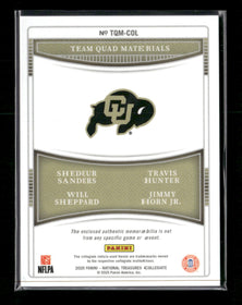 Panini National Treasures Hunter/Sanders/Sheppard/Horn Jr #/75 #TQM-COL