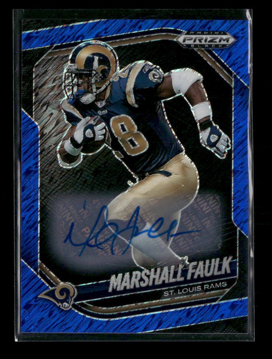 2025 Panini Prizm Black Blue Shimmer Auto #/15 Marshall Faulk #140