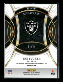 2024 Panini Select Signatures Tie-Dye Prizm Tre Tucker #/25 Auto #SP-TTR