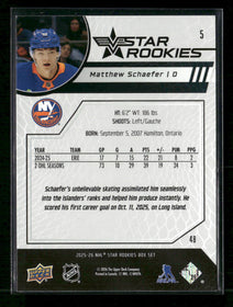 2025-26 Upper Deck Star Rookies Mathew Schaefer #5