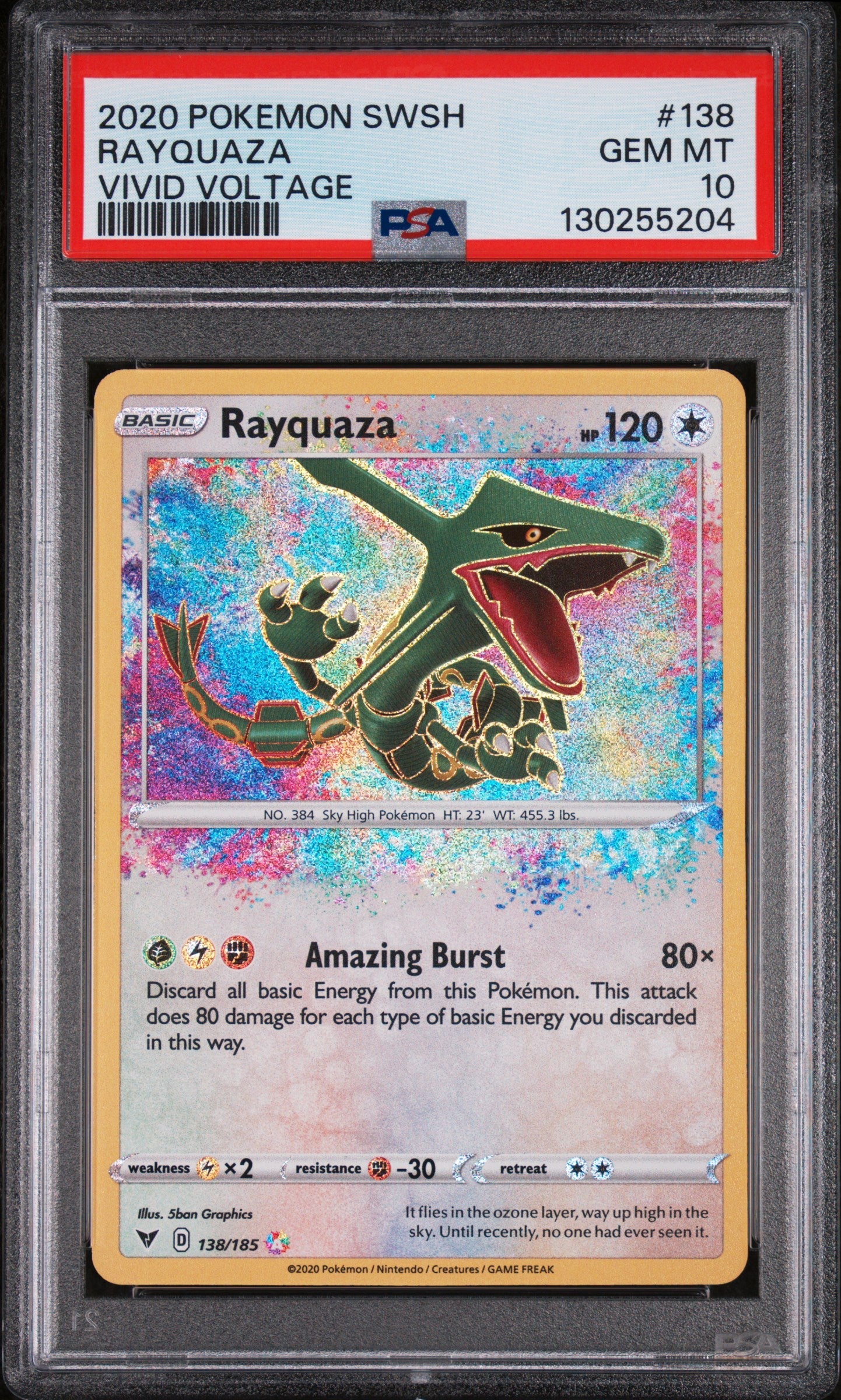 2020 Pokemon Sword & Shield Vivid Voltage Vivid Voltage Rayquaza 10 PSA #138
