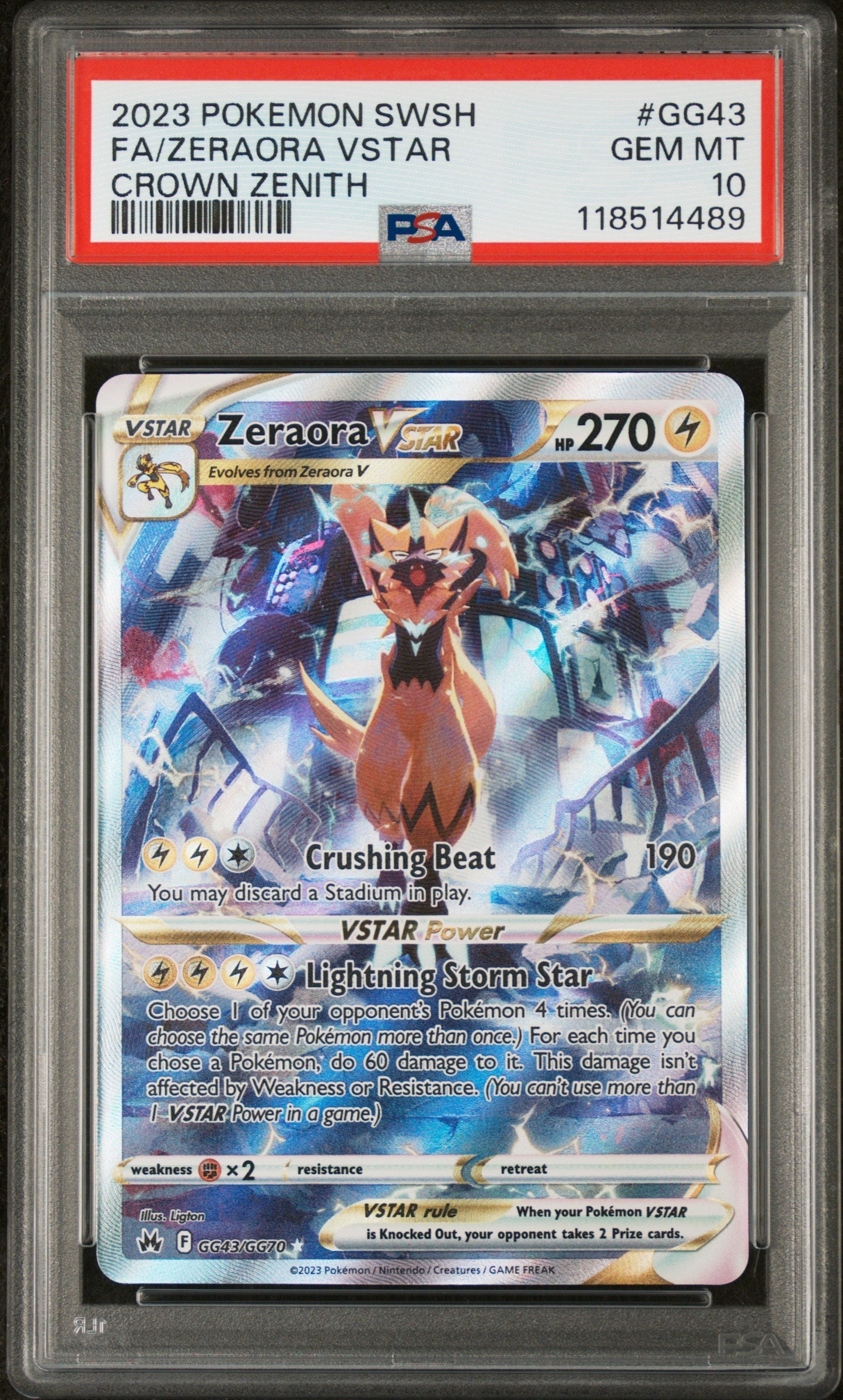 2023 Pokemon Sword And Shield Crown Zenith Fa/Zeraora Vstar 10 PSA #GG43