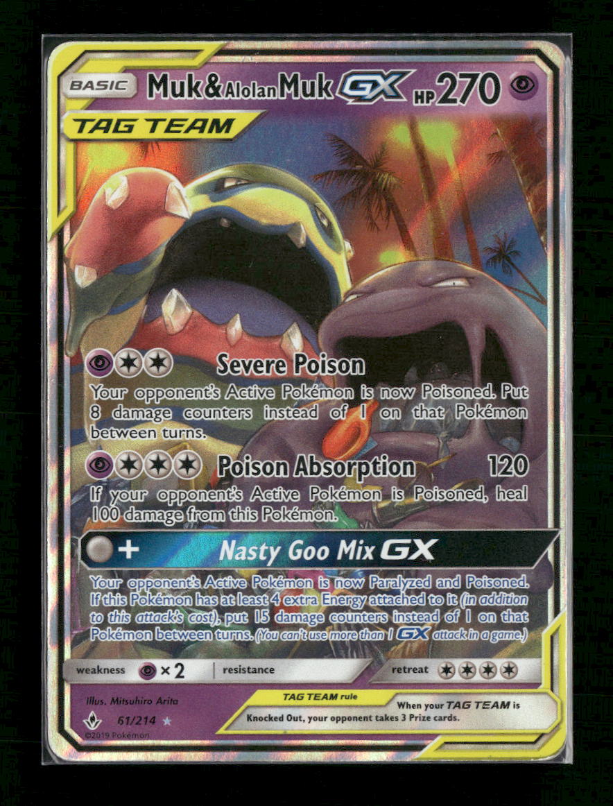 SM - Unbroken Bonds Muk & Alolan Muk GX #61/214