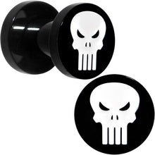 4G Black PVD Licensed The Punisher Logo Screw Fit Plug Set
