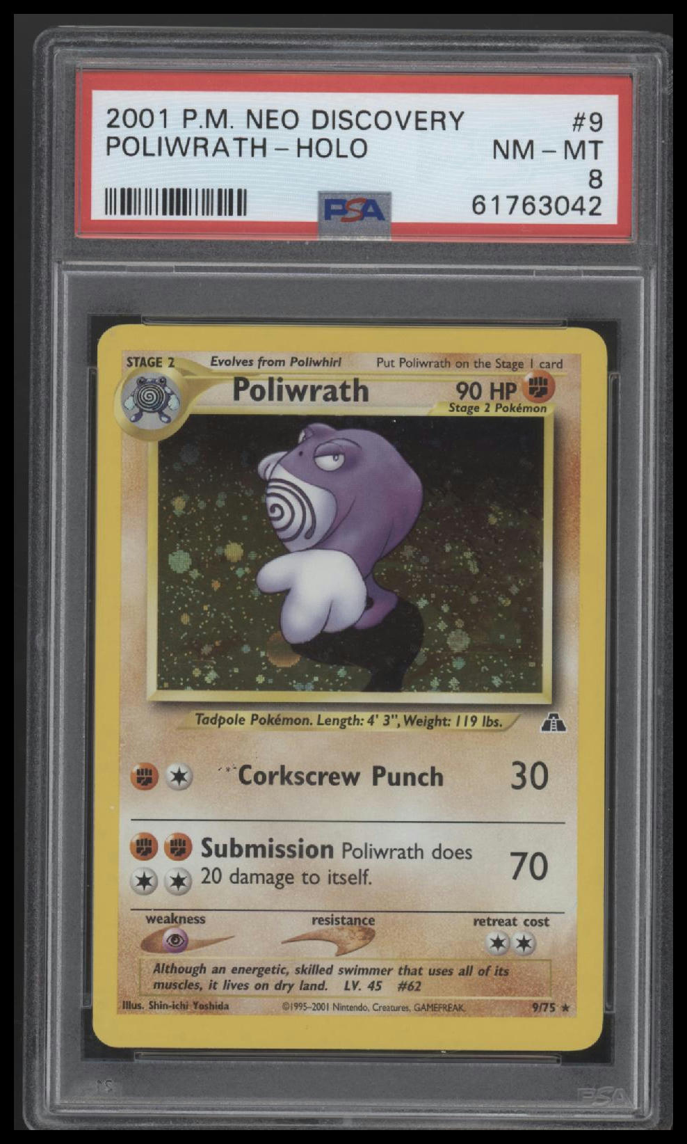 2001 Pokemon Neo Discovery Poliwrath-Holo 8 PSA #9