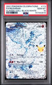 2021 Pokemon Celebrations Classic Coll-Black/White Fa/Reshiram 10 PSA #113