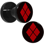 4G Black Acrylic Licensed Harley Quinn Logo Screw Fit Plug Set