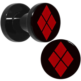 4G Black Acrylic Licensed Harley Quinn Logo Screw Fit Plug Set