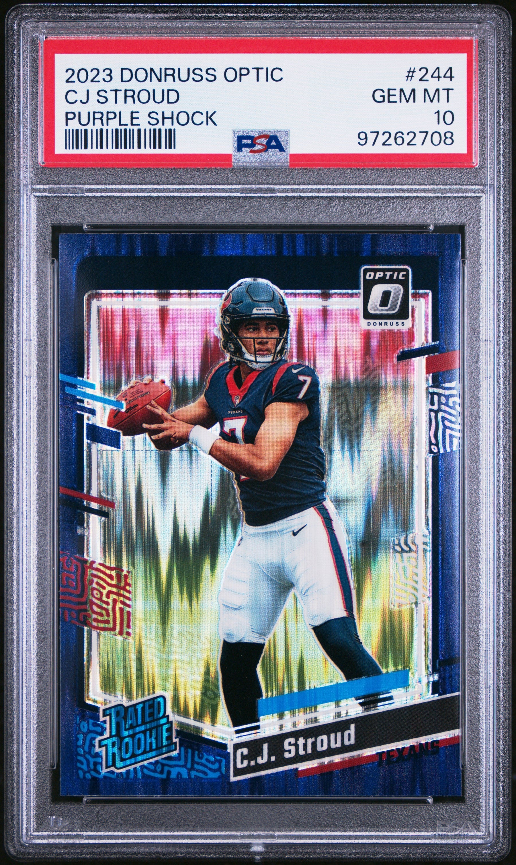 2023 Panini Donruss Optic Purple Shock Cj Stroud 10 PSA #244
