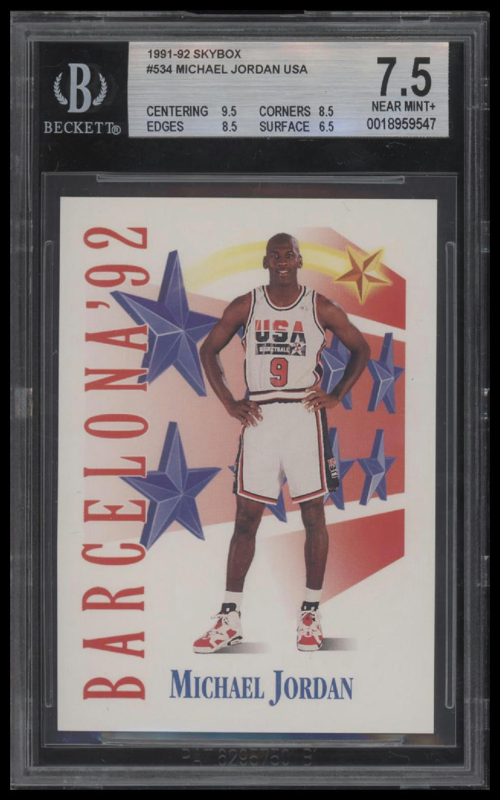 1991-92 SkyBox Michael Jordan USA 7.5 BGS #534