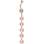 Clear CZ Gold Plated Skinny Line Drop Dangle Belly Ring