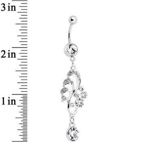 Clear Gem Summertime Drifting Leaf Dangle Belly Ring