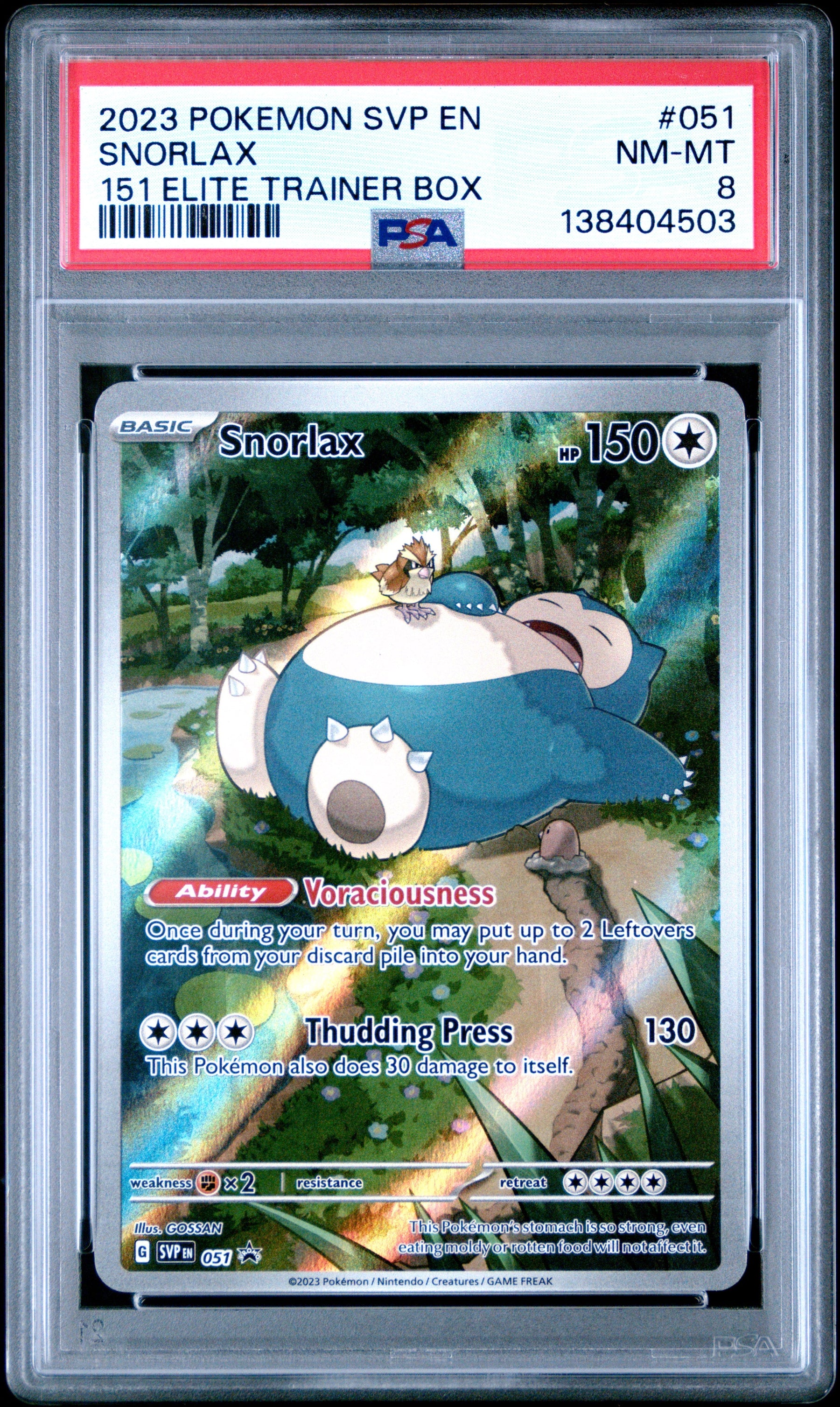 2023 Pokemon Svp En-Sv Black Star Promo 151 Elite Trainer Box Snorlax 8 PSA #051