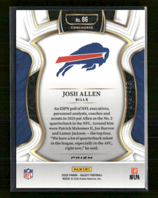 2025 Panini Select Orange Prizm Shock Josh Allen #/499 #86