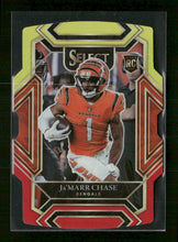 2021 Panini Select Red and Yellow Prizm Die Cut Ja'Marr Chase Rookie #247