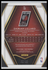 2015-16 Panini Select Select Swatches Purple Prizms Damian Lillard #/99 #32