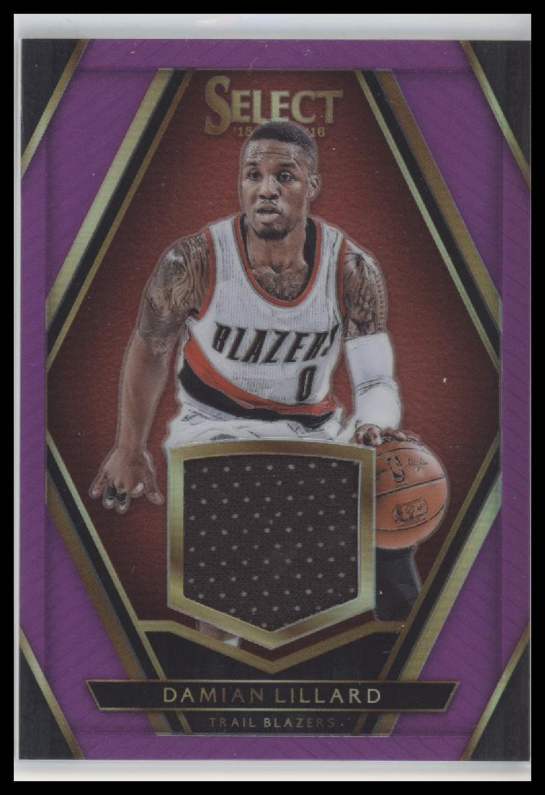 2015-16 Panini Select Select Swatches Purple Prizms Damian Lillard #/99 #32