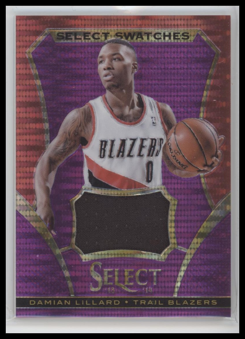 2013-14 Panini Select Swatches Prizms Purple Damian Lillard #/60 #77