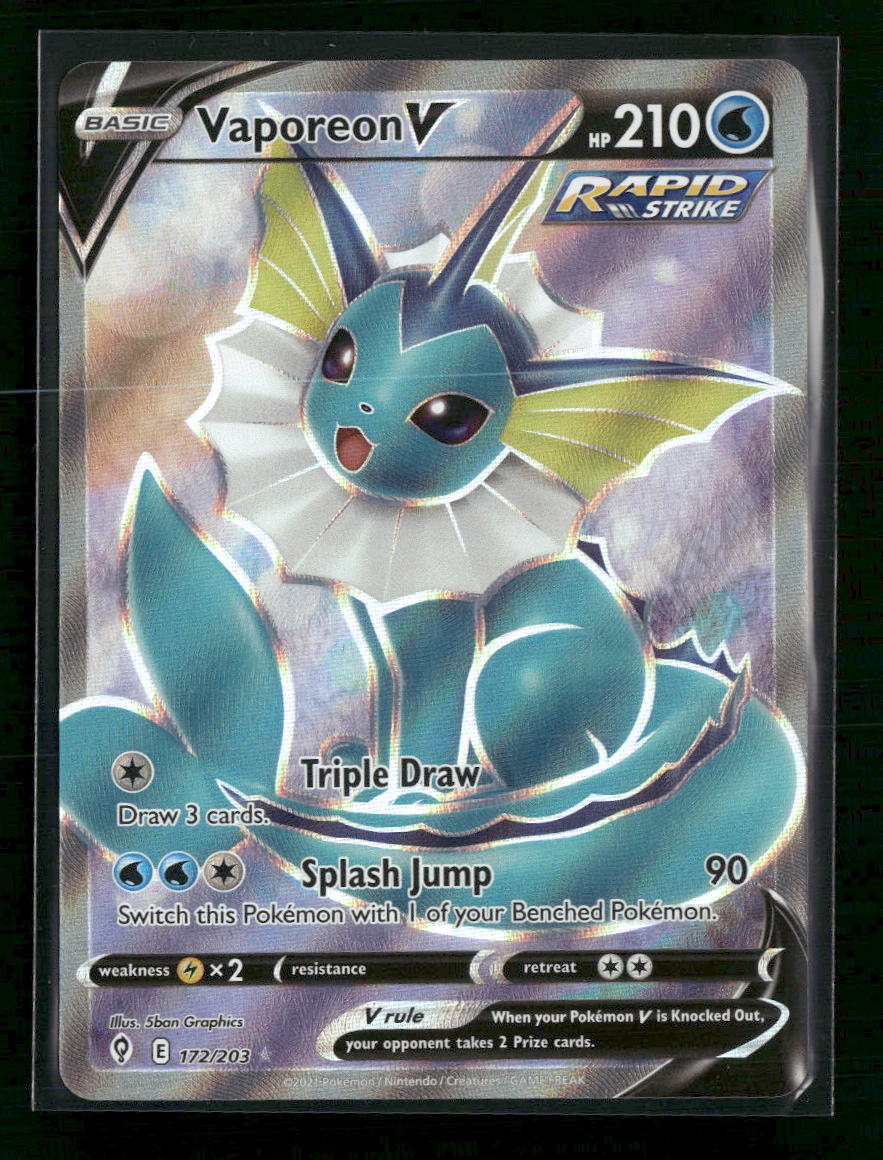 SWSH07: Evolving Skies Vaporeon V (Full Art) #172/203