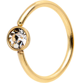 20G 5/16 Gold IP Stainless Steel Bright Clear Gem Nose Hoop