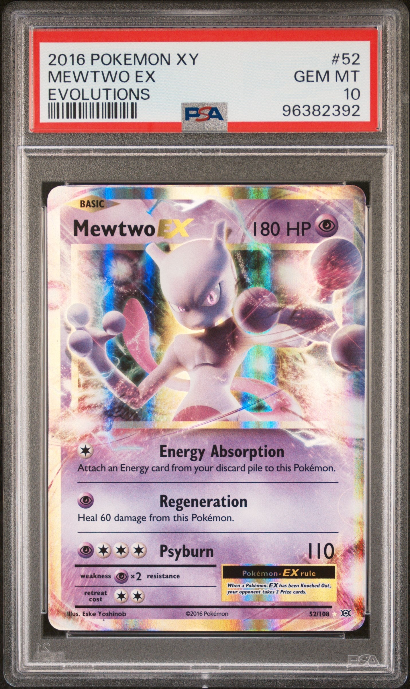 2016 Pokemon Xy Evolutions Evolutions Mewtwo Ex 10 PSA #52