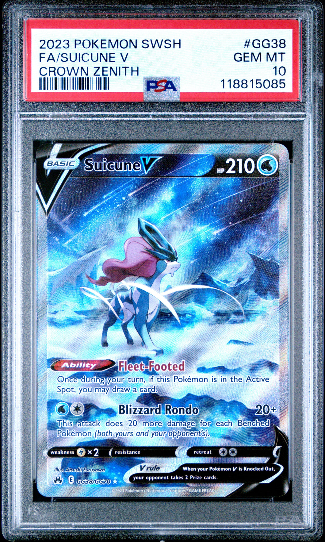 2023 Pokemon Sword And Shield Crown Zenith Suicune V 10 PSA #GG38
