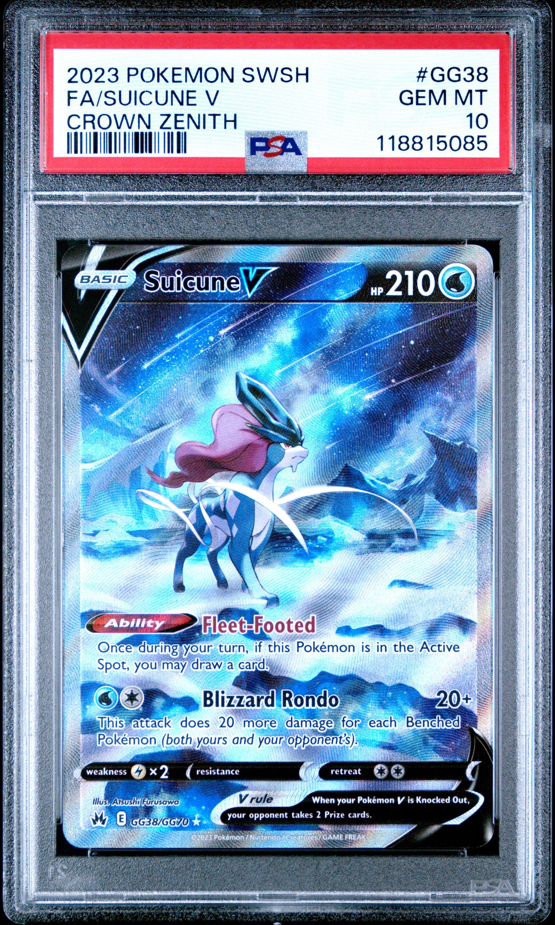 2023 Pokemon Sword And Shield Crown Zenith Suicune V 10 PSA #GG38
