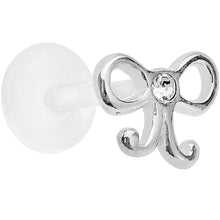 16G 5/16 925 Sterling Silver Clear Bow Push In Tragus Earring