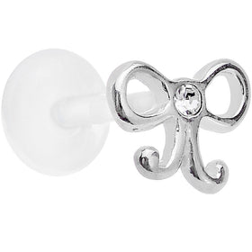 16G 5/16 925 Sterling Silver Clear Bow Push In Tragus Earring