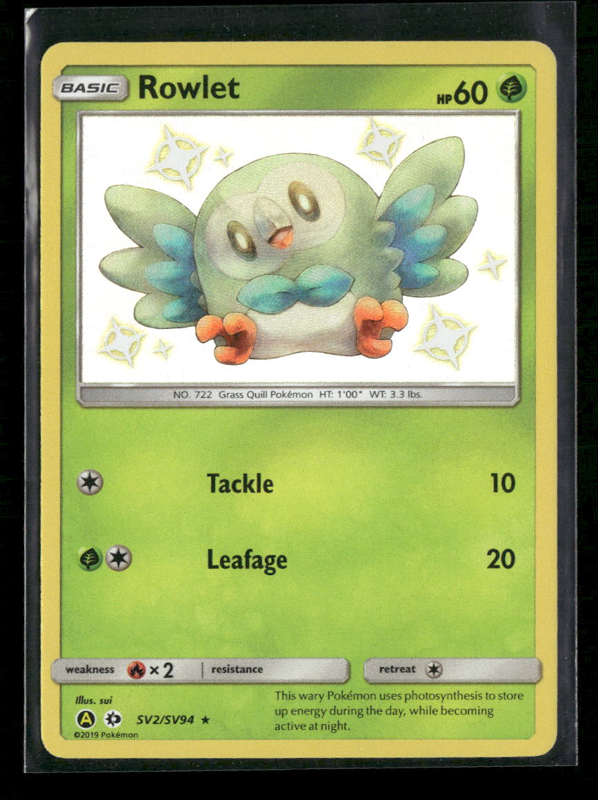Hidden Fates: Shiny Vault Rowlet #SV2/SV94