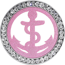 7/8 Stainless Steel Clear Gem Pink Anchor Tunnel Plug
