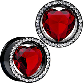 7/8 Red Heart Insert Anodized Titanium Internally Threaded Plug Set