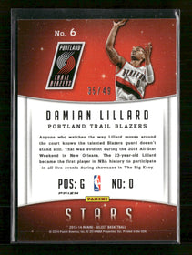 2013-14 Panini Select Stars Prizms Blue Damian Lillard #/49 #6