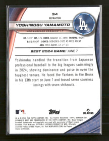 2024 Bowman's Best Yoshinobu Yamamoto Rookie Refractor  #34