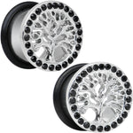 9/16 Black Gem Stainless Steel Single Flare Tree of Life Plug Set